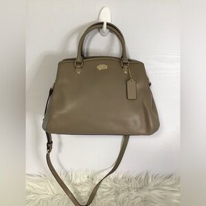 Coach Women's Taupe Cross Grain Leather Carryall Handbag Crossbody Bag